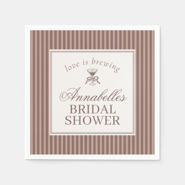 Espresso Martini Love Brewing Coffee Bridal Shower Napkins (Front)