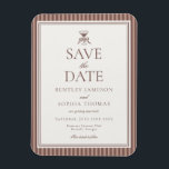 Espresso Martini Love Brewing Coffee Save the Date Magnet<br><div class="desc">Love is Brewing! Sip, celebrate, and settle into timeless sophistication with our Espresso Martini Social Club party collection. Designed for weddings with an old-money aesthetic, this set features classic mocha brown stripes paired with soft beige accents for a look that feels effortlessly elegant and quietly refined. Inspired by vintage cocktail...</div>