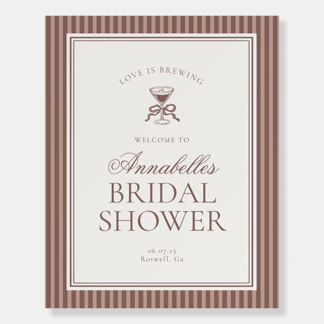 Espresso Martini Love Brewing Coffee Welcome Foam Board (Front)