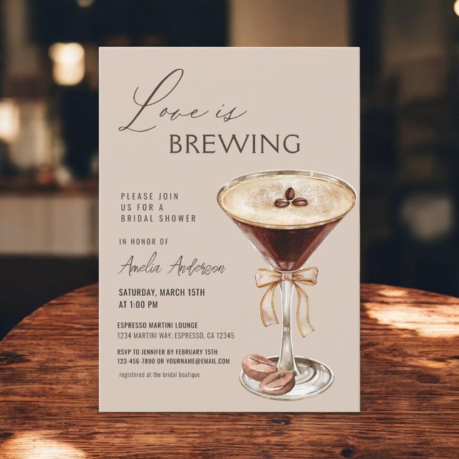 Espresso Martini Love is Brewing Bridal Shower Invitation (Creator Uploaded)