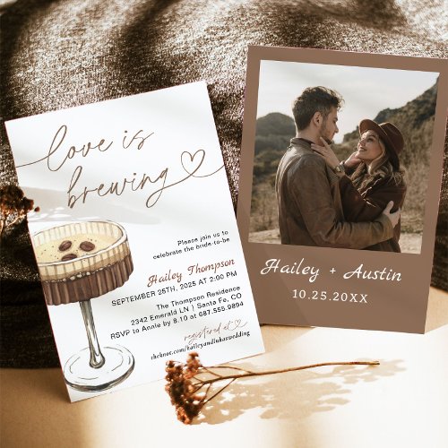 Espresso Martini Love Is Brewing Bridal Shower Invitation