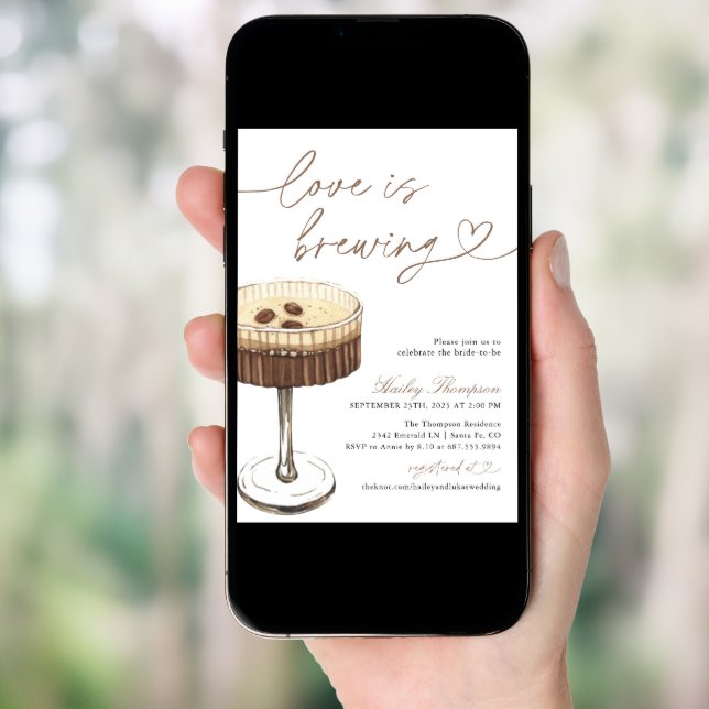 Espresso Martini Love Is Brewing Bridal Shower Invitation (Front Digital)