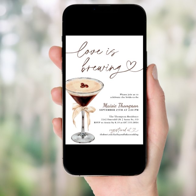 Espresso Martini Love Is Brewing Bridal Shower Invitation (Front Digital)