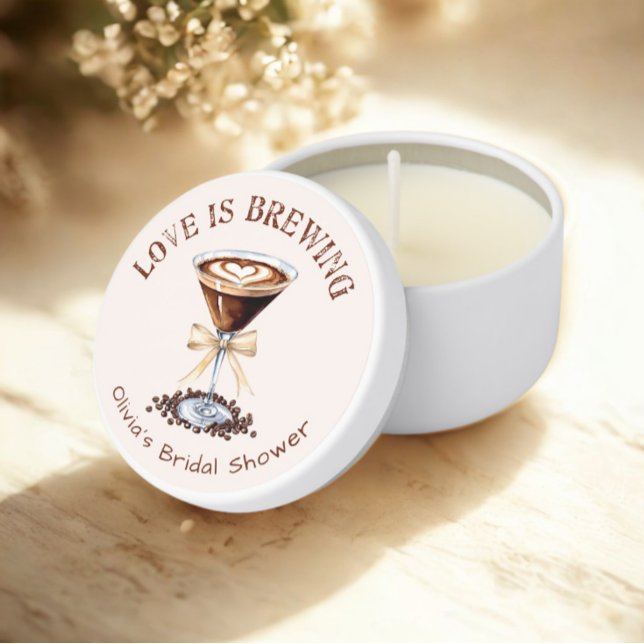 Espresso Martini Love is brewing Bridal Shower Mini Candle Favors (Creator Uploaded)