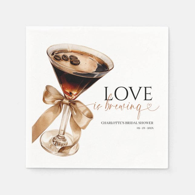Espresso Martini Love Is Brewing Bridal Shower Napkins (Front)