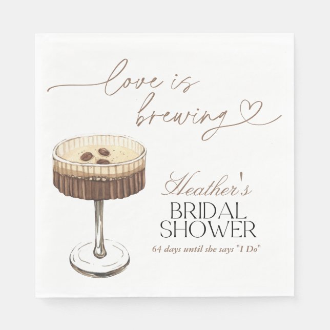 Espresso Martini Love Is Brewing Bridal Shower  Napkins (Front)