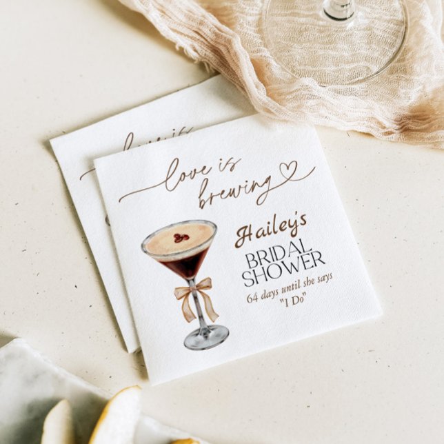 Espresso Martini Love Is Brewing Bridal Shower  Napkins (Creator Uploaded)