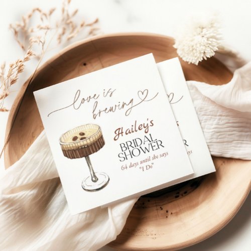 Espresso Martini Love Is Brewing Bridal Shower  Napkins