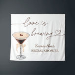 Espresso Martini Love Is Brewing Bridal Shower Tapestry<br><div class="desc">Espresso Martini Love Is Brewing Bridal Shower Tapestry
This lovely Bridal Shower Welcome Sign features hand-painted watercolor espresso martini and modern typography. A perfect way to welcome your loved ones to your special day! Easily edit most wording to match your event! Text colors are fully editable!</div>