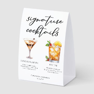 Espresso Martini Mai Tai Cocktails Wedding Menu Paper Table Tent
