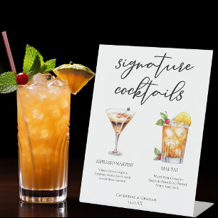 Espresso Martini Mai Tai Cocktails Wedding Menu Pedestal Sign
