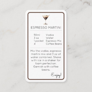 Espresso Martini Mini Cocktail Recipe Card
