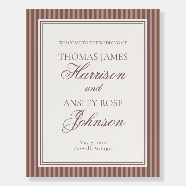 Espresso Martini Mocha Brown Wedding Welcome Foam Board (Front)