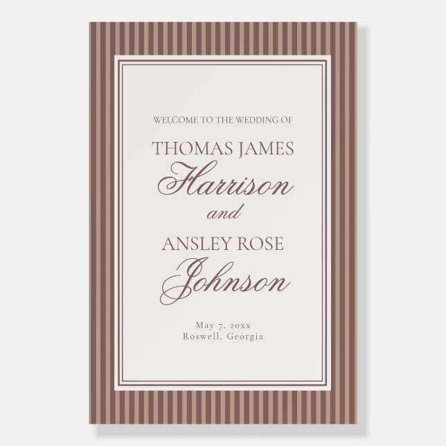 Espresso Martini Mocha Brown Wedding Welcome Foam Board (Front)