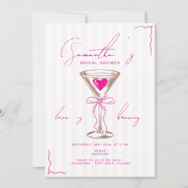 Espresso Martini Mocha Mousse Pink Bridal Shower Invitation (Front)