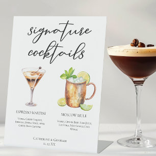 Espresso Martini Moscow Mule Cocktail Wedding Menu Pedestal Sign