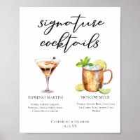 Espresso Martini Moscow Mule Cocktail Wedding Menu