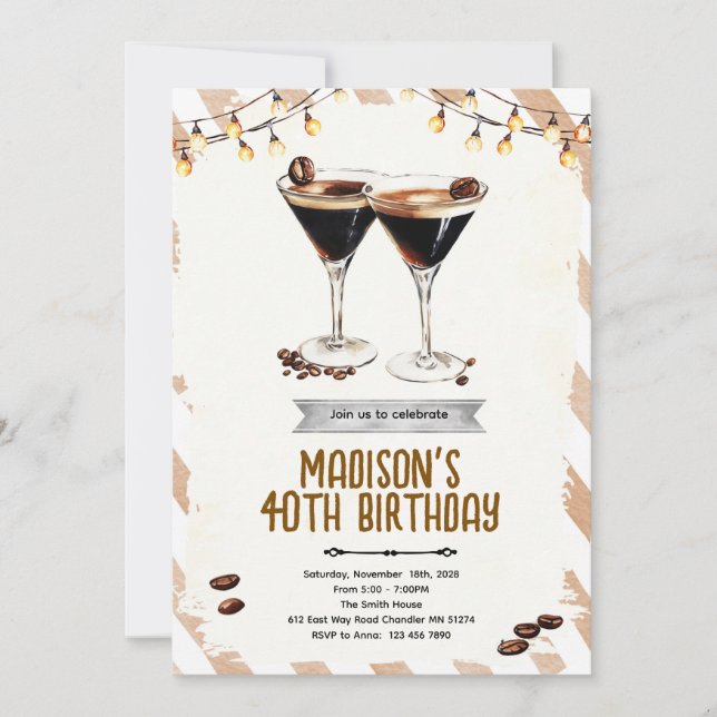 Espresso Martini party invitation (Front)