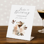 Espresso Martini Party Tabletop Sign<br><div class="desc">Elevate your espresso martini party ideas with our charming “Love is Brewing” coffee bar sign, the perfect addition to a bridal shower coffee sign display or custom bachelorette décor. This illustrated piece features playful espresso martini artwork, making it a standout detail for an espresso martini party theme, latte art party...</div>