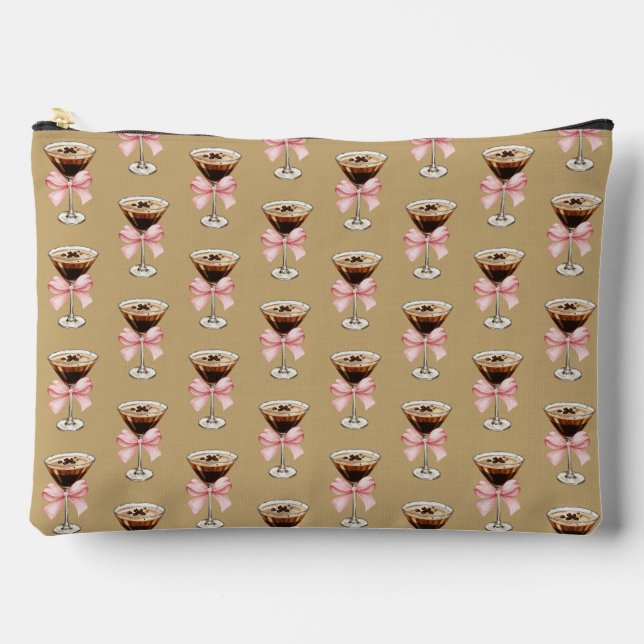 Espresso Martini Pattern Brown Accessory Pouch (Front)