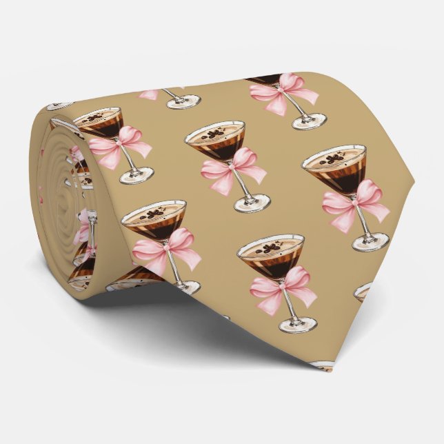 Espresso Martini Pattern Neck Tie (Rolled)