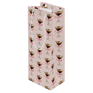 Espresso Martini Pattern Pink Wine Gift Bag