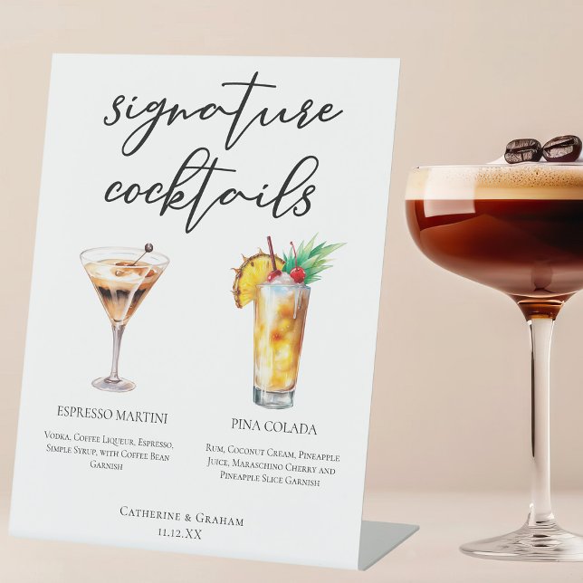 Espresso Martini Pina Colada Cocktails Menu Pedestal Sign (Creator Uploaded)