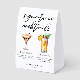Espresso Martini Pina Colada Dessert Cocktails Paper Table Tent