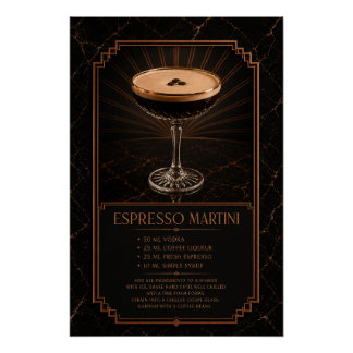 Espresso Martini Recipe Poster | Bar Art