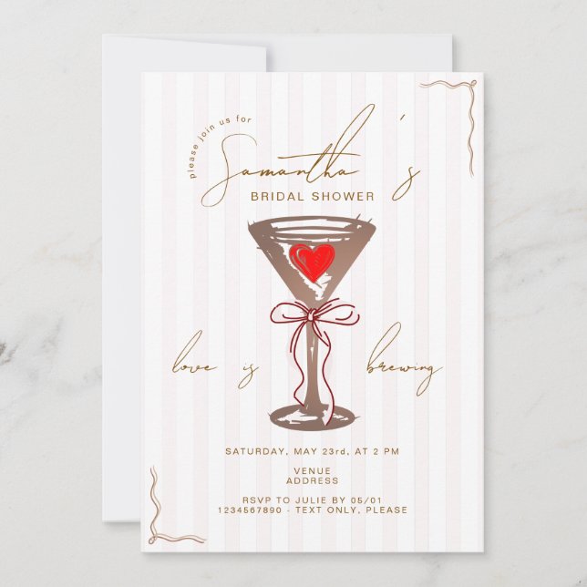 Espresso Martini Red Mocha Mousse Bridal Shower Invitation (Front)
