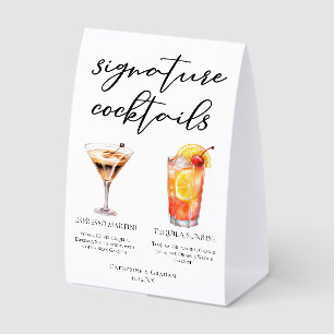 Espresso Martini Tequila Sunrise Cocktails Menu Paper Table Tent
