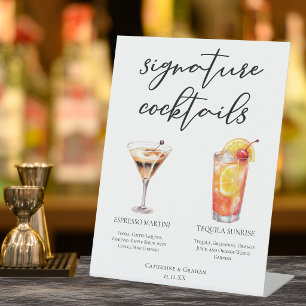 Espresso Martini Tequila Sunrise Cocktails Menu Pedestal Sign