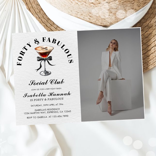 Espresso Martini Tini Bit Older 40thBirthday Photo Invitation (Creator Uploaded)