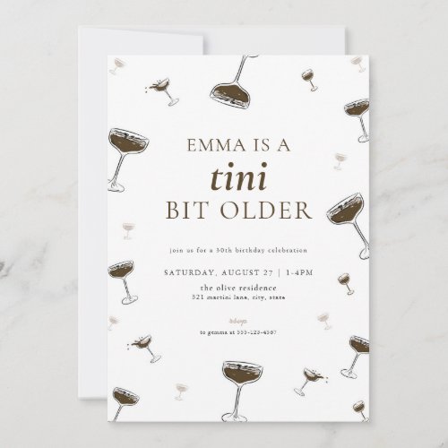 Espresso Martini Tini Bit Older Birthday Invite