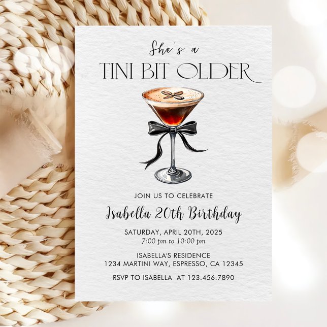 Espresso Martini Tini Bit Older Birthday Party Invitation (Creator Uploaded)