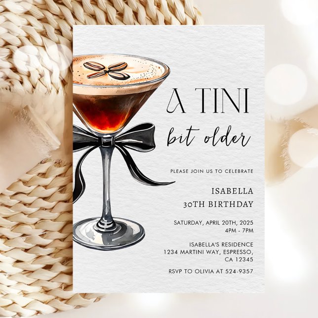 Espresso Martini Tini Bit Older Birthday Party Invitation (Creator Uploaded)