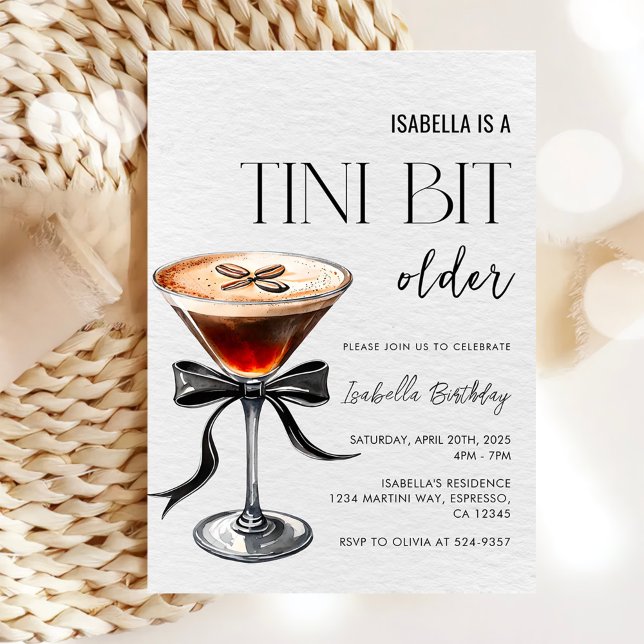 Espresso Martini Tini Bit Older Birthday Party  Invitation (Creator Uploaded)