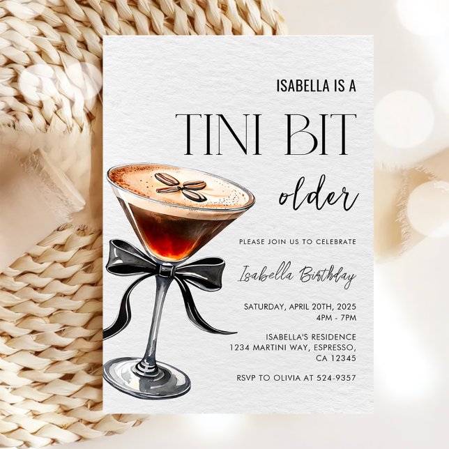 Espresso Martini Tini Bit Older Birthday Party  Invitation (Creator Uploaded)