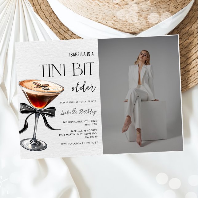 Espresso Martini Tini Bit Older Birthday Photo Invitation (Creator Uploaded)
