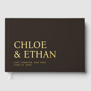 Espresso Modern Wedding Foil Guest Book