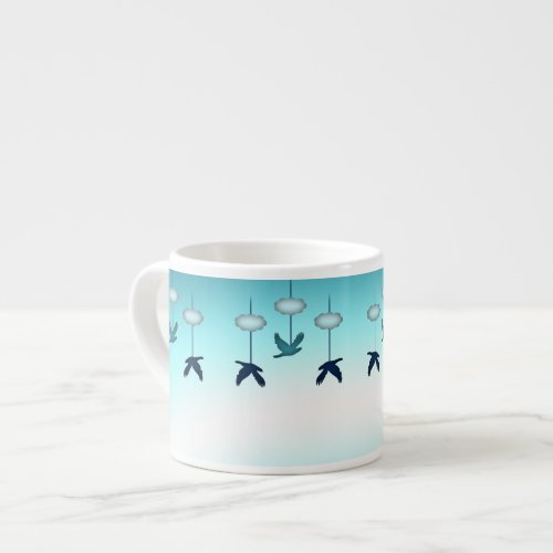 Espresso Mug Cute Spring Bluebirds and Clouds Espresso Cup