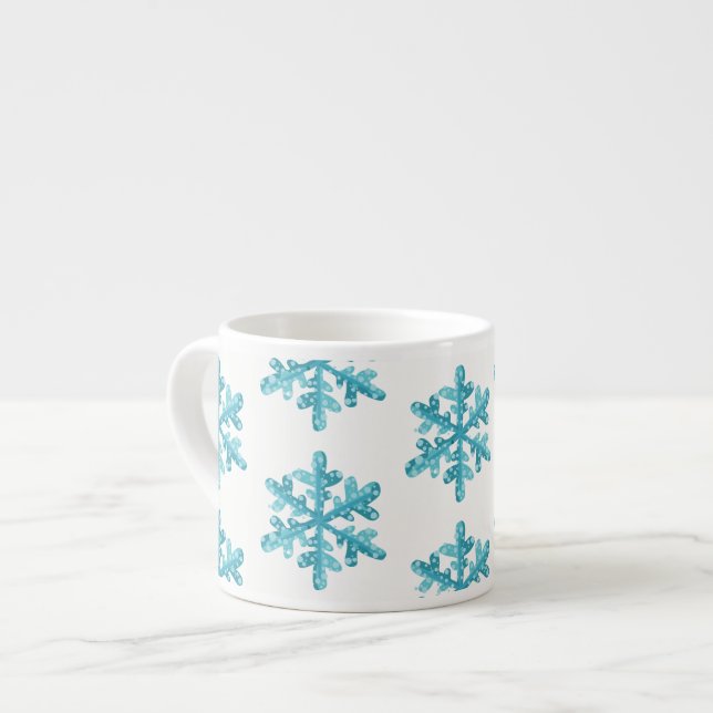 Espresso Mug-Snowflakes Espresso Cup (Front Left)