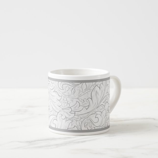 ESPRESSO MUG : WILLIAM MORRIS : WHITE FLORAL (Front Right)