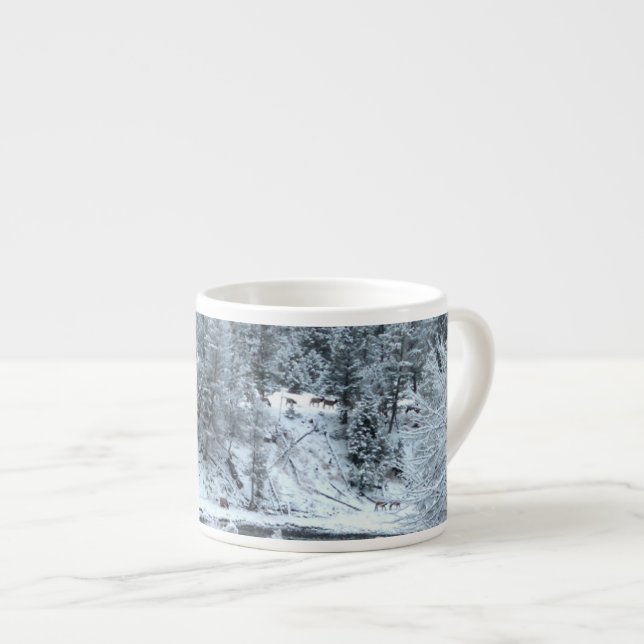 Espresso Mug - "Winter Day In Yellowstone" (Front Right)