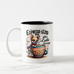 Espresso-Sized Dog with a Latte Energy Two-Tone Coffee Mug