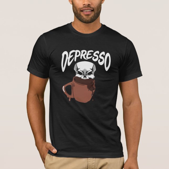 Espresso Skull Depression Skeleton Coffee Lover T-Shirt (Front)