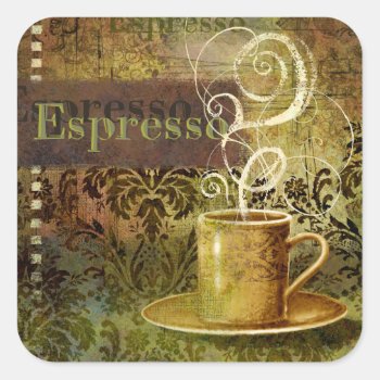 Espresso Square Sticker by AuraEditions at Zazzle