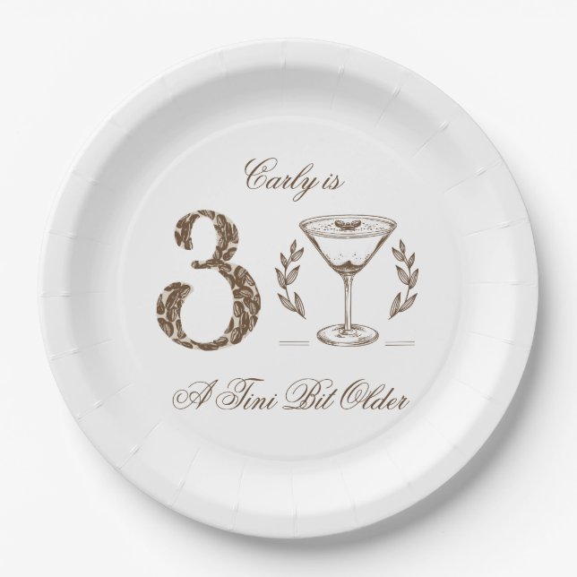 Espresso Tini Bit Older 30th Birthday Paper Plates (Front)