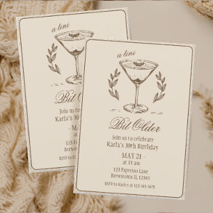 Espresso Tini Bit Older Elegant 30th Birthday Invitation