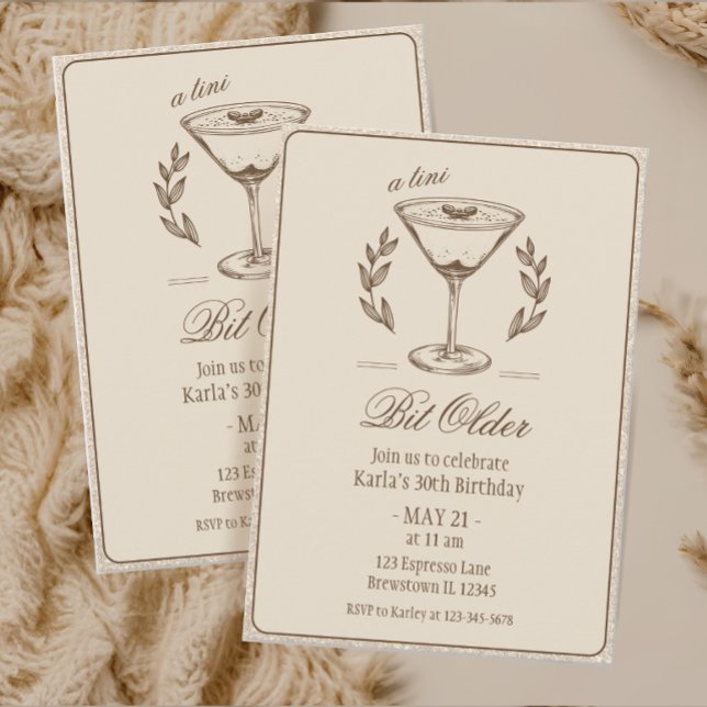 Espresso Tini Bit Older Elegant 30th Birthday Invitation (Creator Uploaded)